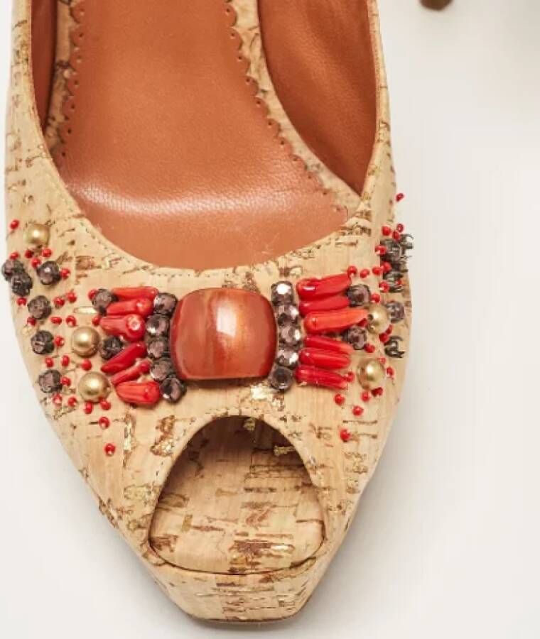 Oscar De La Renta Pre-owned Fabric heels Brown Dames