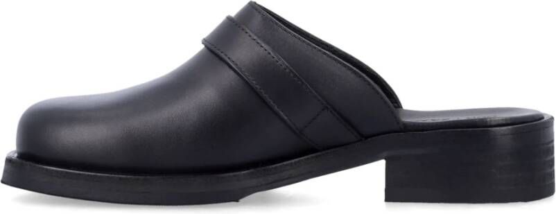Our Legacy Leren Cross Strap Muiltjes Black Heren