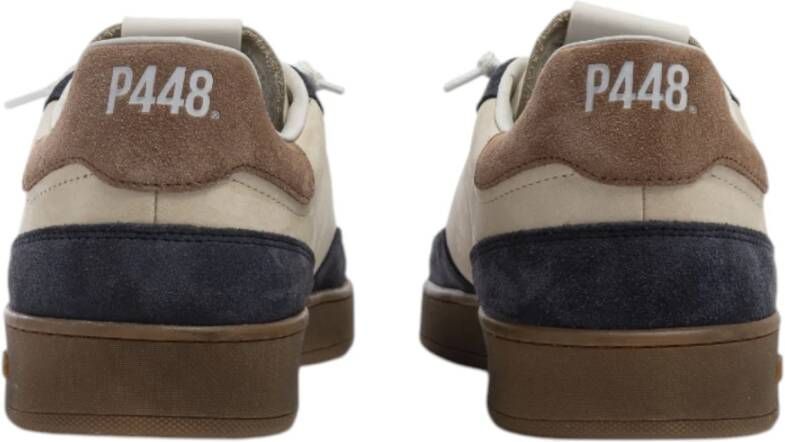 P448 Beige Eigentijdse Sneakers met Blauwe Accenten