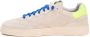 P448 Beige Suède Sneakers Blauw Geel Inzetstuk - Thumbnail 2