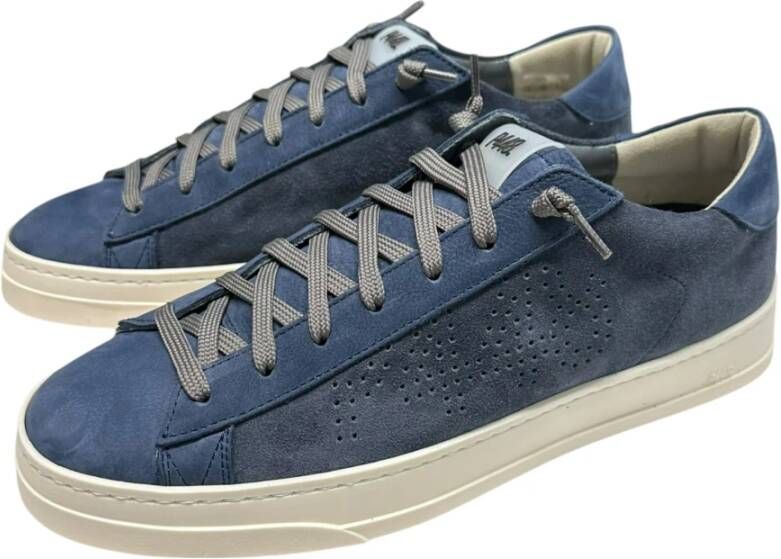 P448 Blauwe Suède Sneakers met Donkergrijze Veters Blue Heren