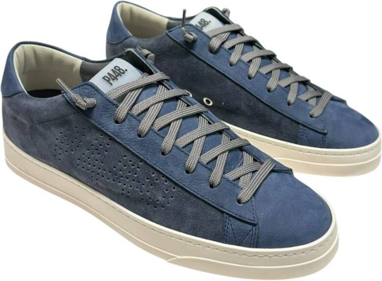 P448 Blauwe Suède Sneakers met Donkergrijze Veters Blue Heren