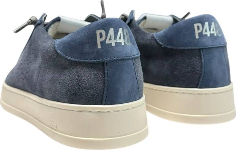 P448 Blauwe Suède Sneakers met Donkergrijze Veters Blue Heren