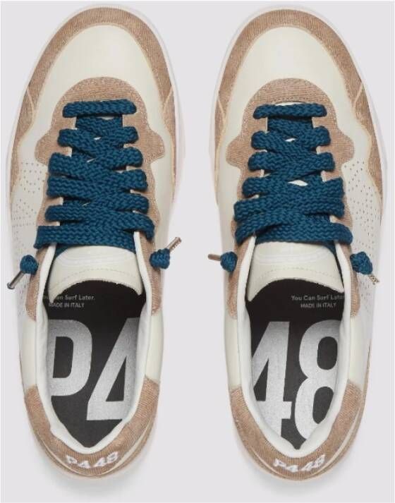 P448 Geperforeerd Logo Leren Sneakers Crème Multicolor Heren