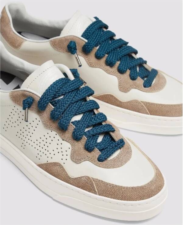 P448 Geperforeerd Logo Leren Sneakers Crème Multicolor Heren
