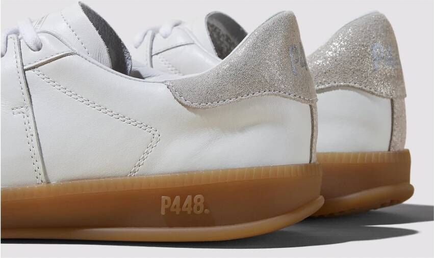 P448 Gouden Glitter Beige Leren Sneakers
