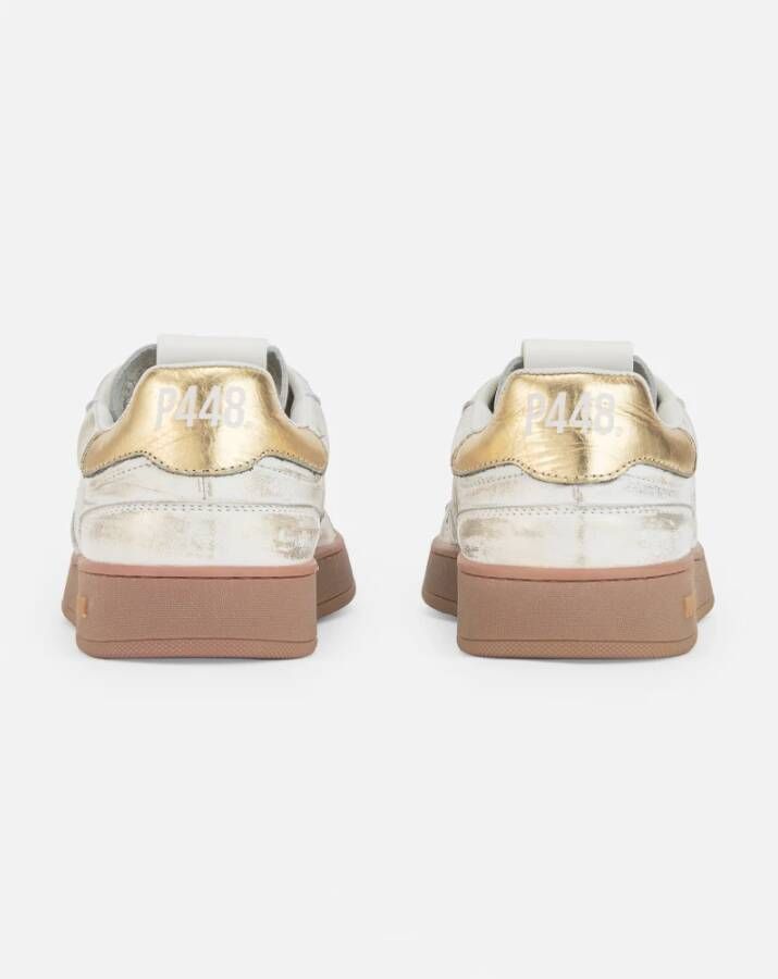 P448 Gouden Sneakers met Witte en Gouden Details
