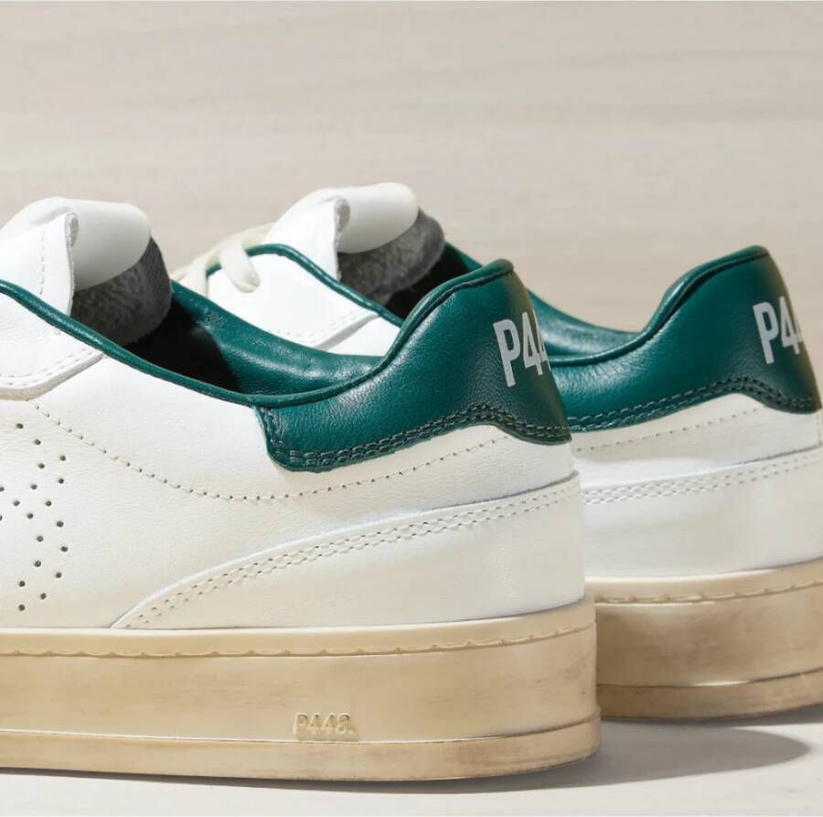 P448 Groene Leren Sneakers met Bosgroene Hielstukken Groen Heren