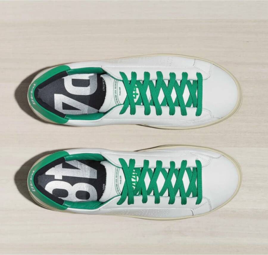 P448 Groene Leren Sneakers met Zijlogo Groen Heren