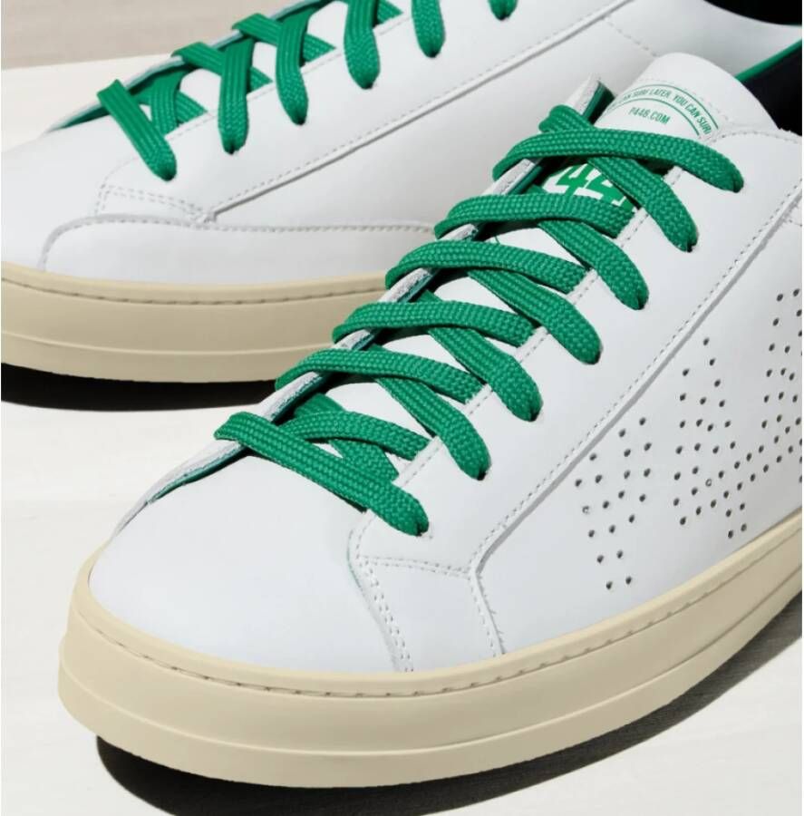 P448 Groene Leren Sneakers met Zijlogo Groen Heren