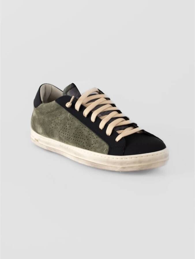 P448 Groene leren sneakers met zwarte details Green Heren