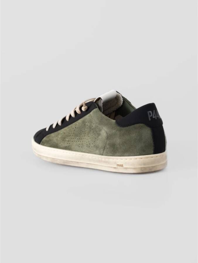 P448 Groene leren sneakers met zwarte details Green Heren