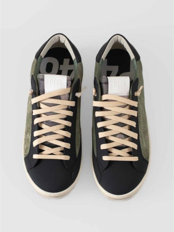 P448 Groene leren sneakers met zwarte details Green Heren