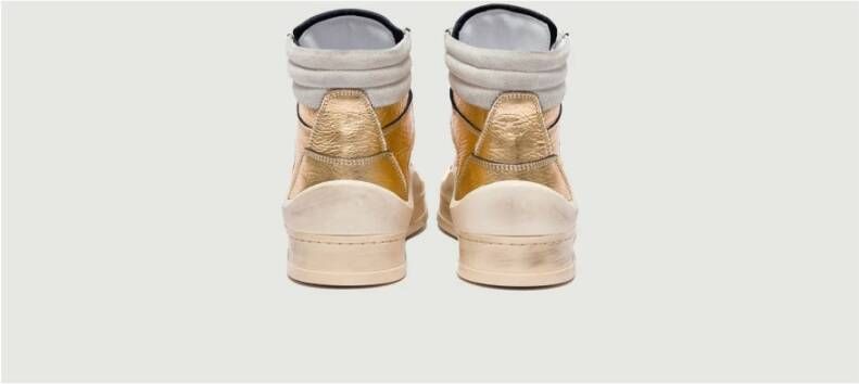 P448 Gouden Metallic Leren Rail Sneakers Geel Dames