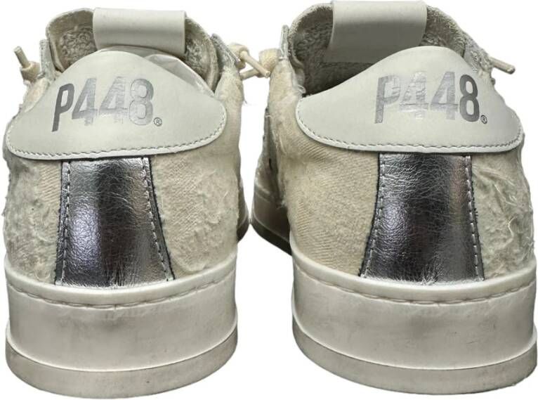 P448 Sneakers van verouderd leer met logodetails White Dames