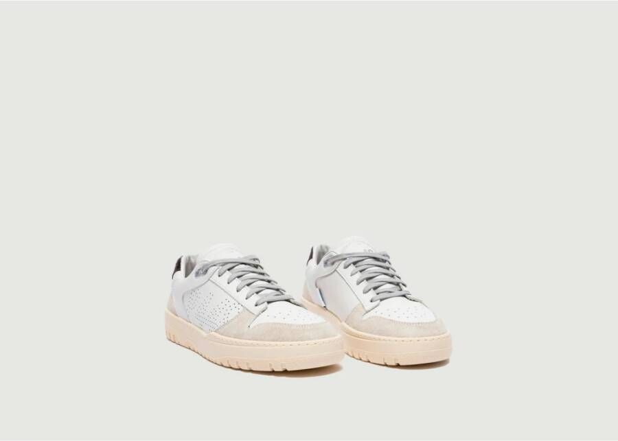 P448 Witte Leren Sneakers met Suede Trim Wit Heren