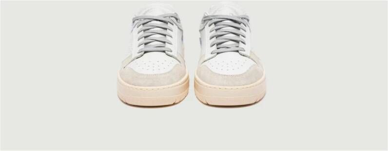 P448 Witte Leren Sneakers met Suede Trim Wit Heren