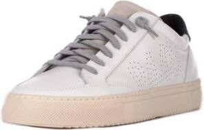 P448 Witte Leren Sneakers met Logo Wit Heren