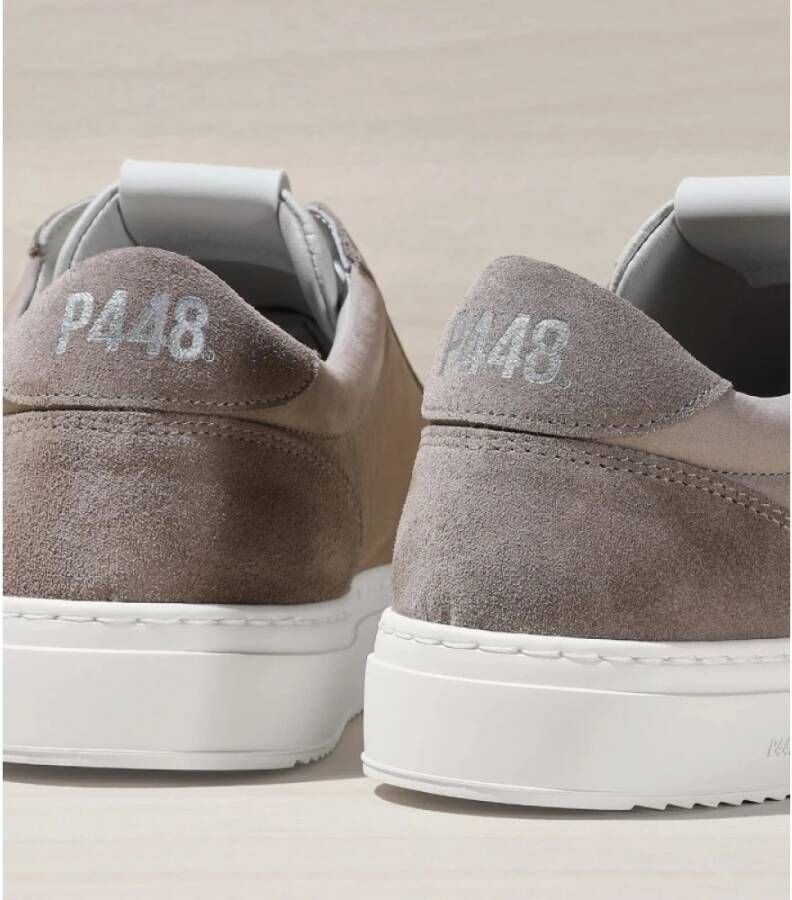 P448 Topo-gekleurde Sneakers met Witte Zool Beige Heren