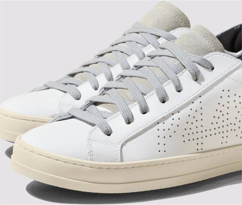 P448 Wit Marineblauw Leren Sneakers