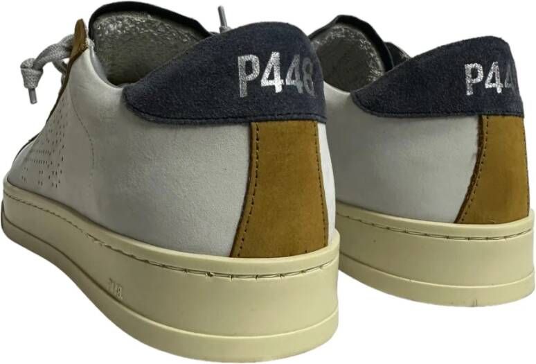P448 Witte en Blauwe Leren Sneakers White Heren