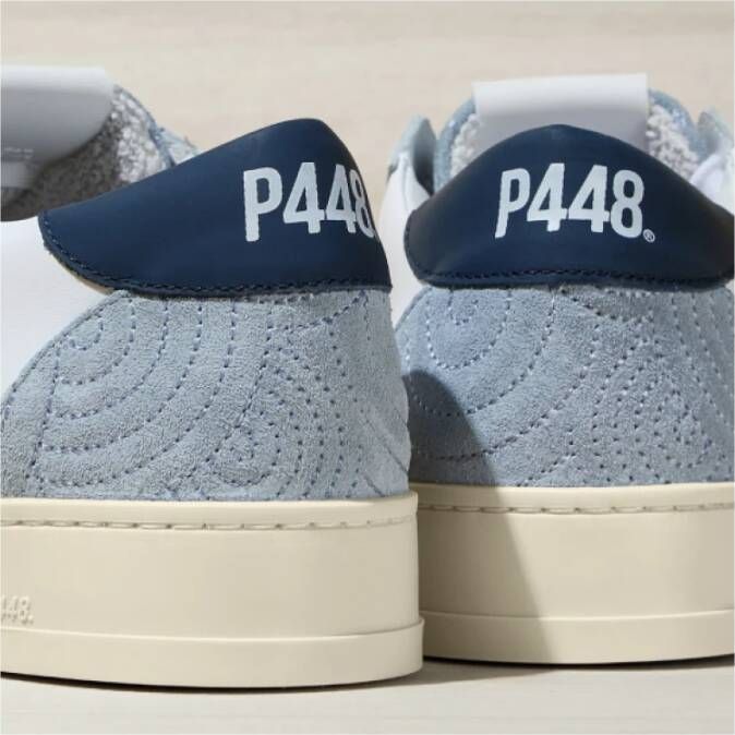 P448 Witte en blauwe textuur lage sneakers Jack White Heren