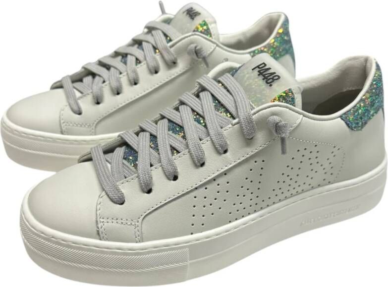 P448 Witte Glitter Sneakers Gray Dames