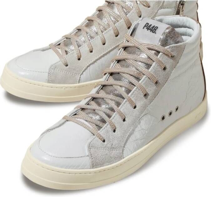 P448 Witte hoge sneakers met beige details Multicolor Dames