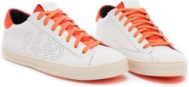 P448 Witte lage sneakers met oranje spons White Heren