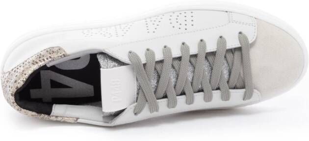 P448 Witte leren sneaker met suède details Beige Dames