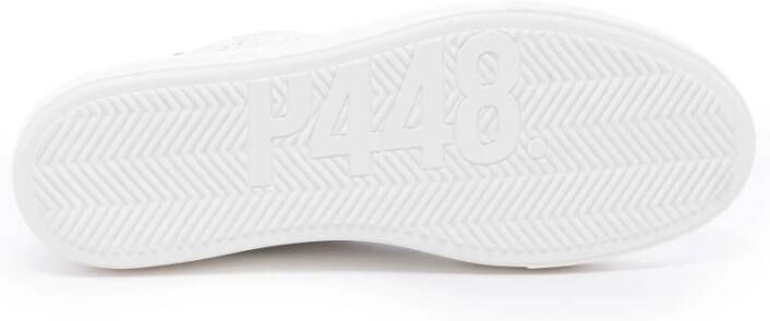 P448 Witte leren sneaker met suède details Beige Dames