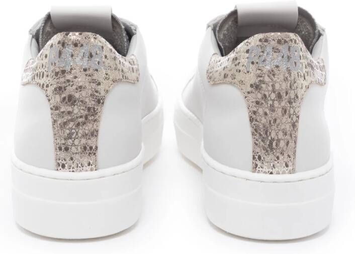 P448 Witte leren sneaker met suède details Beige Dames