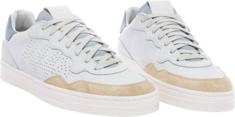 P448 Witte leren sneaker met suède inzetstukken White Heren
