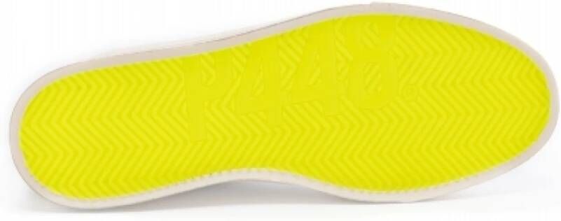 P448 Witte leren sneakers Blauwe tong Gele patch White Heren
