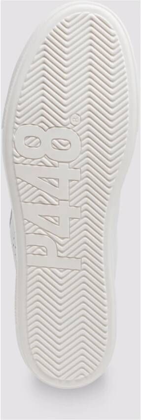 P448 Witte Leren Sneakers met Beige Accenten