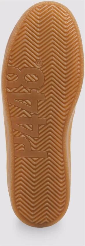 P448 Witte Leren Sneakers met Blauwe Details