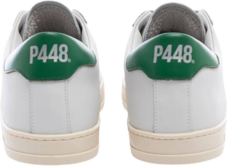 P448 Witte Leren Sneakers met Groene Hiel