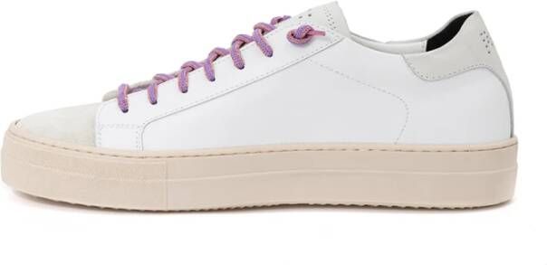 P448 Witte leren Thea sneakers met lurex veters White Dames