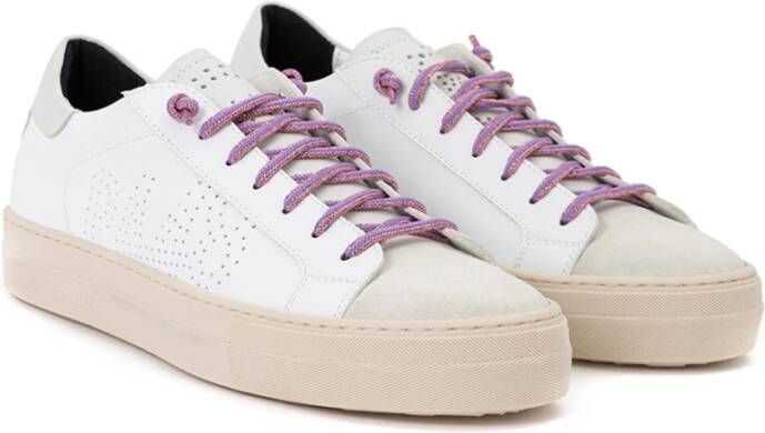 P448 Witte leren Thea sneakers met lurex veters White Dames