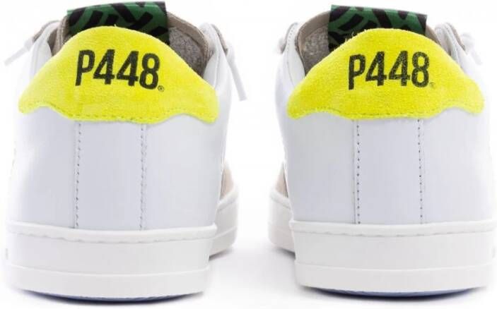 P448 Witte sneaker Jack met gele hiel