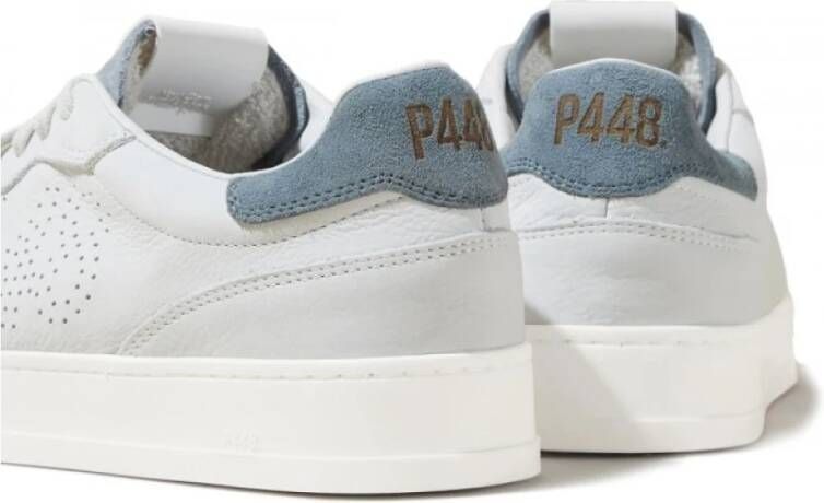 P448 Witte Sneakers met Beige Neus en Blauwe Hiel Multicolor Heren