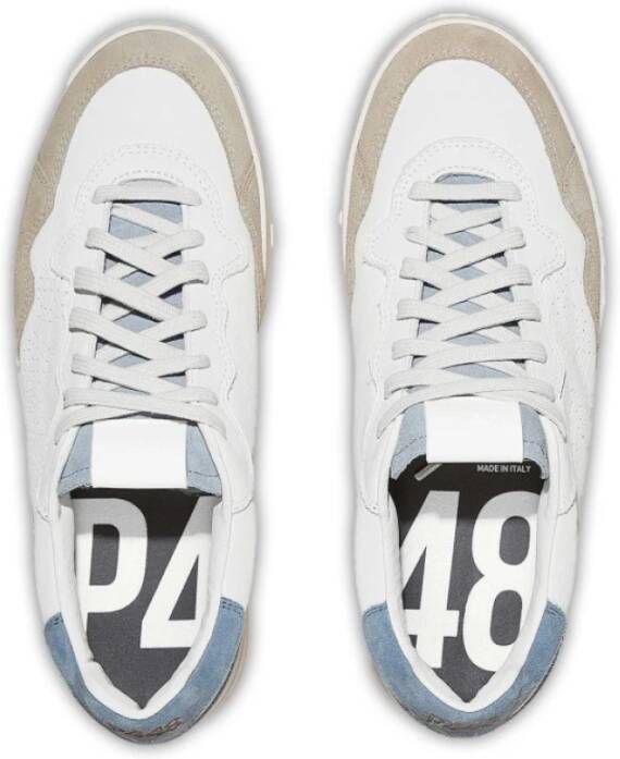 P448 Witte Sneakers met Beige Neus en Blauwe Hiel Multicolor Heren