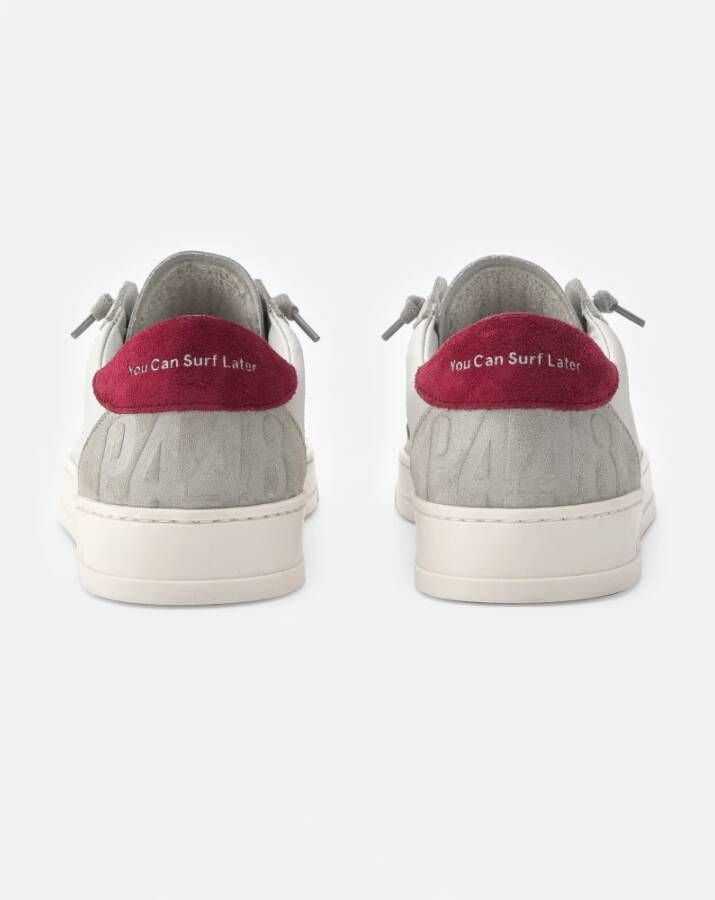 P448 Witte Sneakers met Bordeaux Details