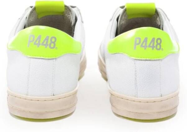 P448 Witte Sneakers met Fluorescerende Gele Hiel White Heren