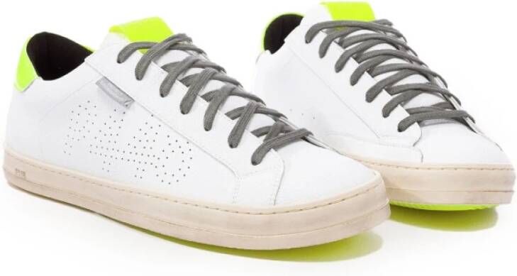 P448 Witte Sneakers met Fluorescerende Gele Hiel White Heren