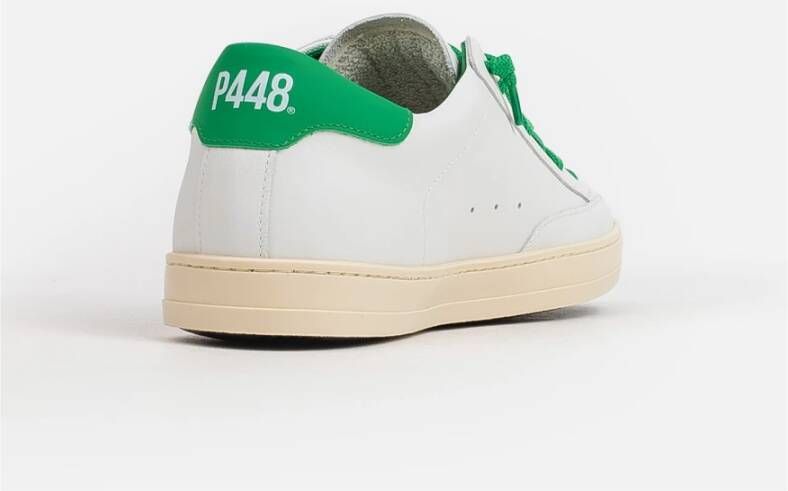 P448 Witte Sneakers met Groene Details Wit Heren