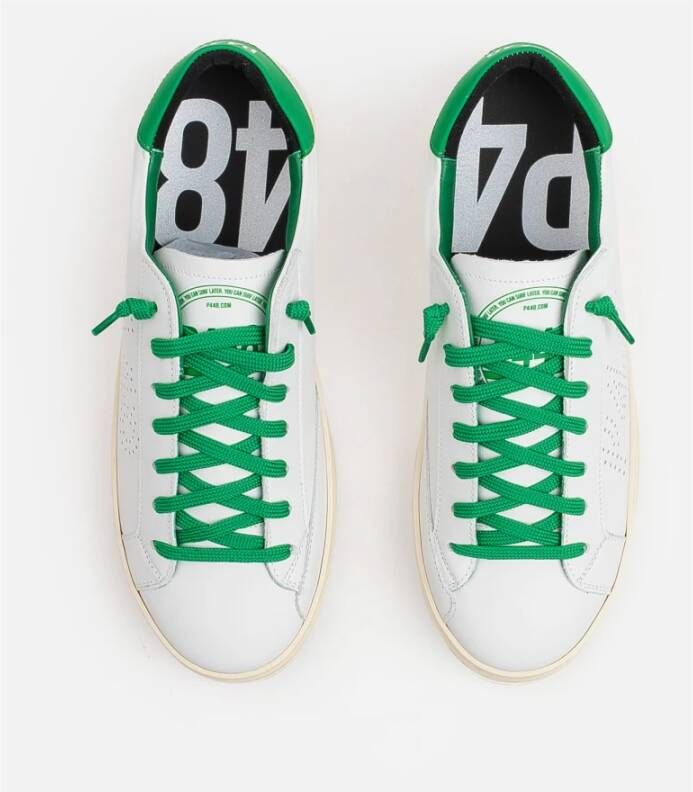 P448 Witte Sneakers met Groene Details Wit Heren