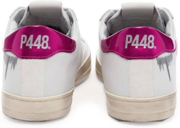 P448 Witte Sneakers met Helder Fuchsia Hiel Multicolor Dames