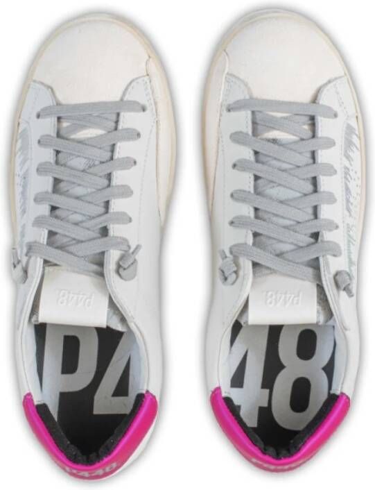P448 Witte Sneakers met Helder Fuchsia Hiel Multicolor Dames