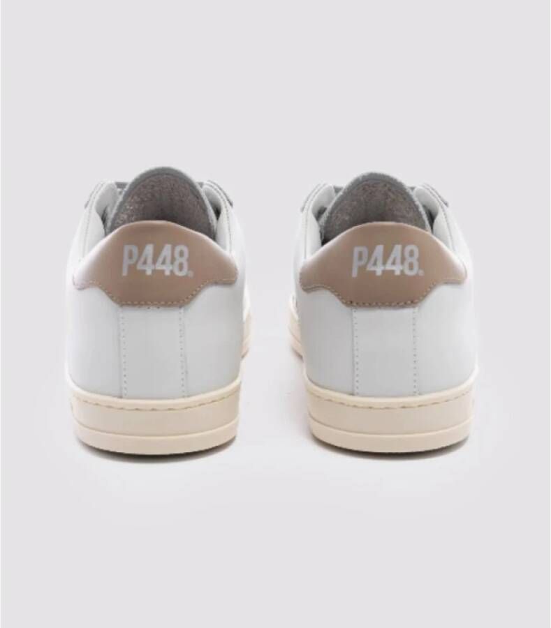 P448 Witte sneakers met lichtbruine hiel